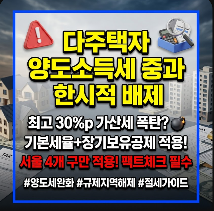 다주택자 양도소득세 중과 한시적 배제
